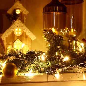 LED αλυσίδα με χάντρες για χριστουγεννιάτικη διακόσμηση δωματίου, 20 LED, IP43, τροφοδοσία με μπαταρία, είσοδος 4,5V, διάρκεια ζωής 50.000 ωρών
