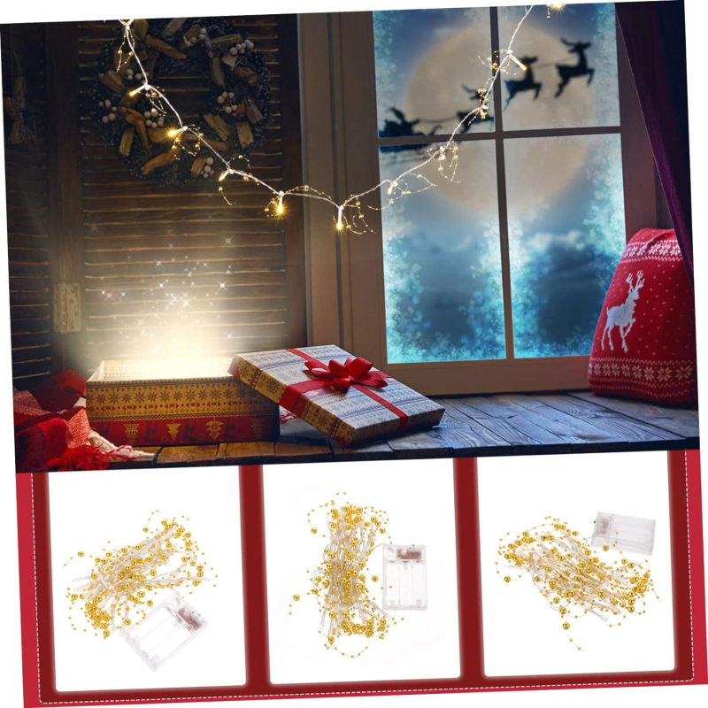 LED gyöngyös fényfüzér karácsonyi dekorációhoz a szobában, 20 LED, IP43, akkumulátoros tápellátás, 4,5V bemenet, 50 000 óra élettartam