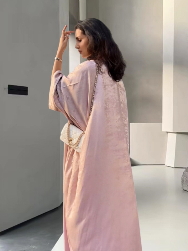 Rochie în stil cardigan, croială în formă de A, mâneci lungi, detaliu cu ștampilare termică, poliester cu elastan