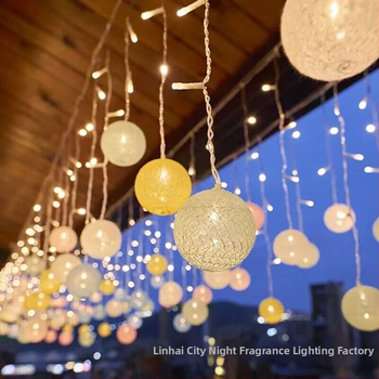 Εξωτερική LED κουρτίνα με βαμβακερά μπαλάκια – ηλιακή, IP43 αδιάβροχο, 72 LED, 2700K θερμό λευκό, διάρκεια ζωής 60000h