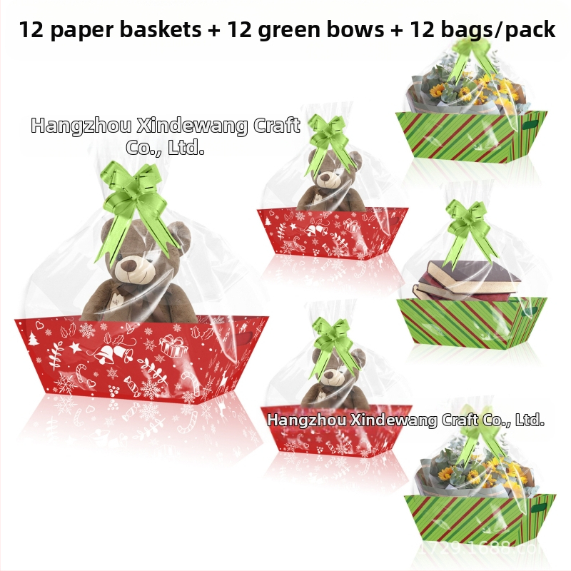 Xindeli Подаръчен комплект хартиена кутия с кошница и поднос – 250 г бял картон, композитна хартия, подаръчна опаковка, произход Zhejiang