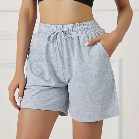 Pantaloni scurți pentru femei din poliester, talie înaltă, croială dreaptă, lungime trei sferturi, stil street hipster