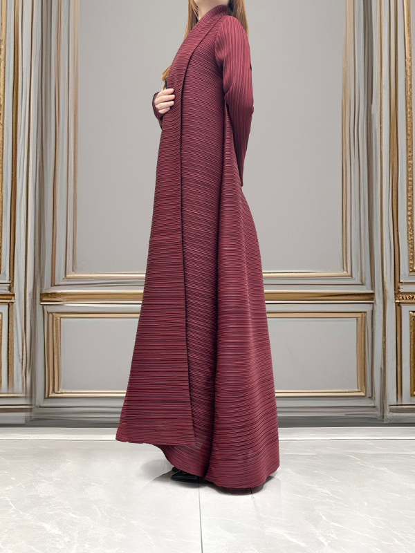 Abaja ilgas moterų striukė, poliesteris, laisvas kirpimas, apykaklė, ilgos rankovės, raištelių užsegimas