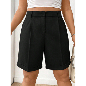 Šortai su kišenėmis, aukštas juosmuo, vidutinio ilgio, tiesus kirpimas, poliesteris
