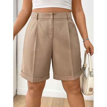 Šortai su kišenėmis, aukštas juosmuo, vidutinio ilgio, tiesus kirpimas, poliesteris