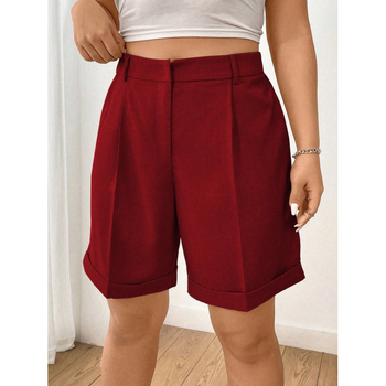 Šortai su kišenėmis, aukštas juosmuo, vidutinio ilgio, tiesus kirpimas, poliesteris