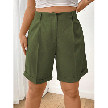 Šortai su kišenėmis, aukštas juosmuo, vidutinio ilgio, tiesus kirpimas, poliesteris