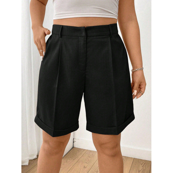 Šortai su kišenėmis, aukštas juosmuo, vidutinio ilgio, tiesus kirpimas, poliesteris