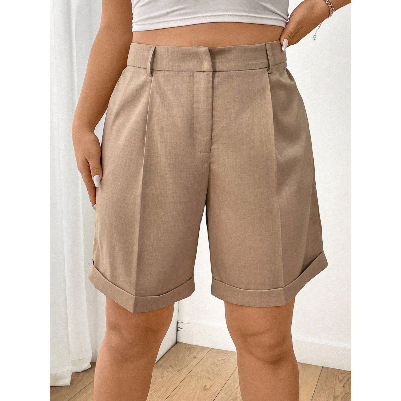 Šortai su kišenėmis, aukštas juosmuo, vidutinio ilgio, tiesus kirpimas, poliesteris