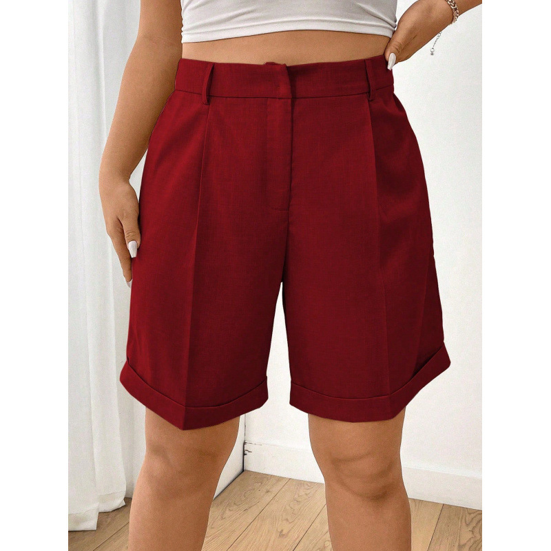 Šortai su kišenėmis, aukštas juosmuo, vidutinio ilgio, tiesus kirpimas, poliesteris