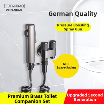 Три-ходов ъглов клапан за тоалетна и пералня със спрей-пистолет (меден корпус, Ovamburg)