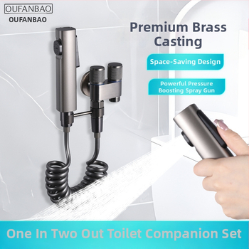 Три-ходов ъглов клапан за тоалетна и пералня със спрей-пистолет (меден корпус, Ovamburg)