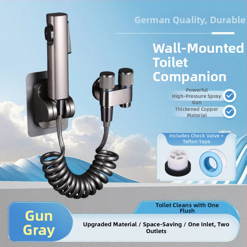 Три-ходов ъглов клапан за тоалетна и пералня със спрей-пистолет (меден корпус, Ovamburg)