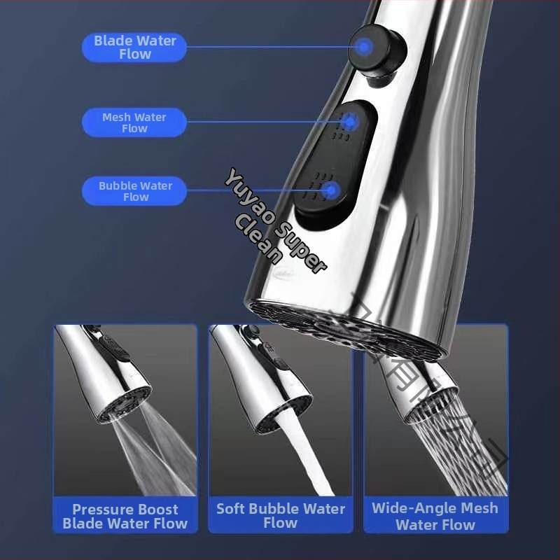 CJ-76 Медна антипръскаща глава за кухненски кран с универсално удължение, спирален монтаж, тип вал-ролков клапан, електроплакирано покритие