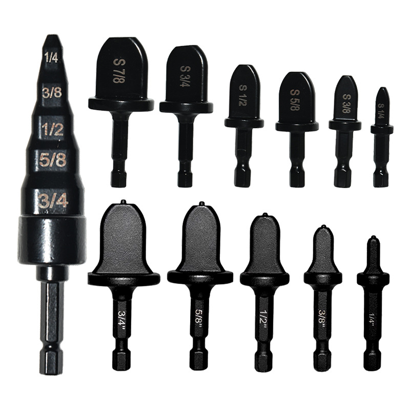 Комплект разширител за медни тръби с ръчна бормашина и разширител, имперски размери, за хладилници и климатизация, карбонова стомана