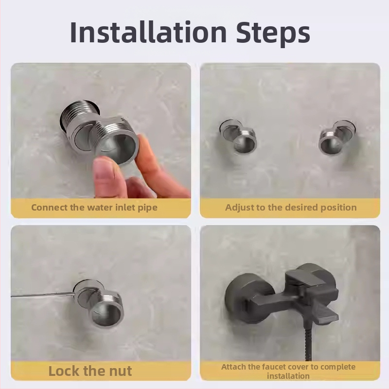 Sprchový kohút s nastaviteľnými teleskopickými oblými nohami, predĺžený uhol, meďové telo