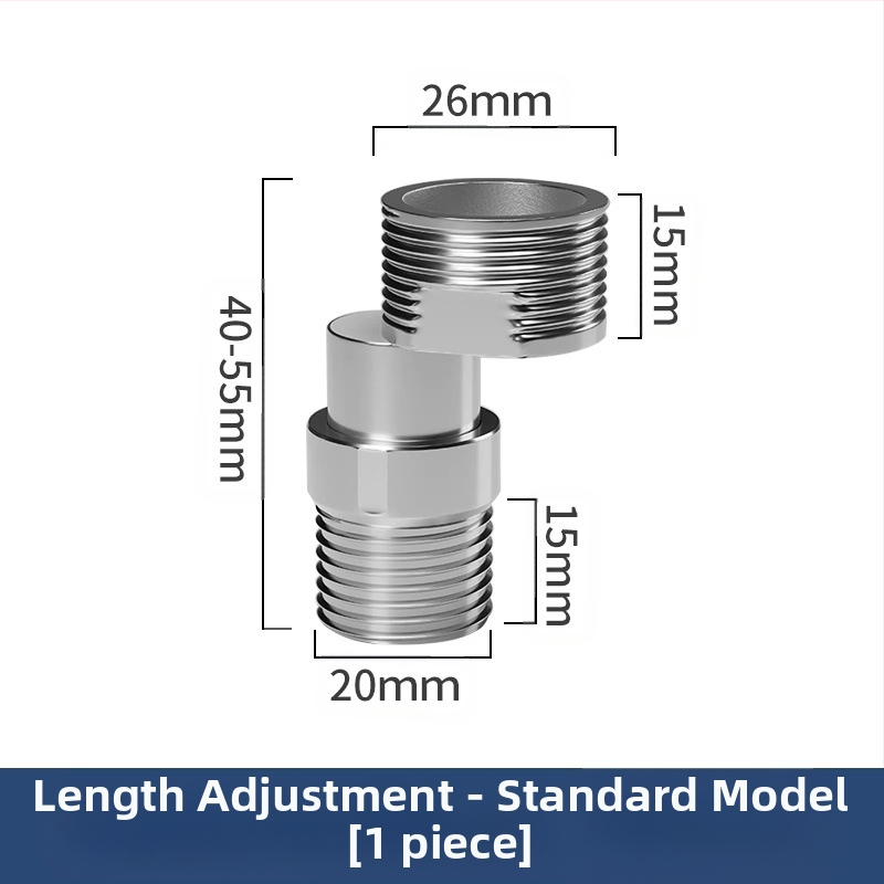 Dušas krāns ar regulējamiem teleskopiskiem izliektiem kājiņām, pagarināts leņķis, vara korpuss, savienojums
