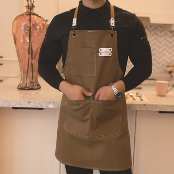 Audinio prijuostė be rankovių – virtuvės darbo apranga nuo nešvarumų, korėjietiško stiliaus, su logotipo atspaudais