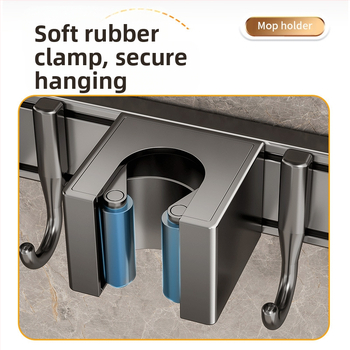 Държач за швабра от алуминиева сплав, модерен и минималистичен стил; тегло 0.6 кг; обработка: напръскване на пластмаса и инжекционно формоване
