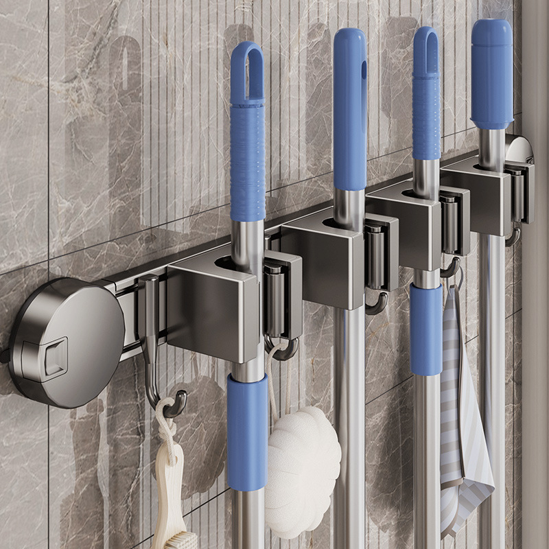 Държач за швабра от алуминиева сплав, модерен и минималистичен стил; тегло 0.6 кг; обработка: напръскване на пластмаса и инжекционно формоване