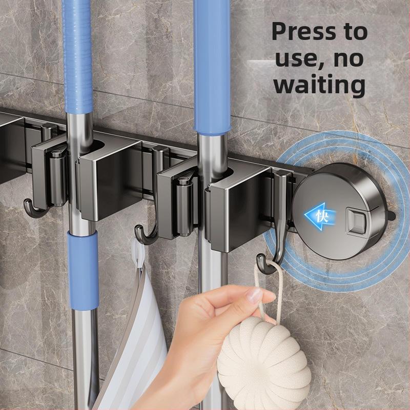 Държач за швабра от алуминиева сплав, модерен и минималистичен стил; тегло 0.6 кг; обработка: напръскване на пластмаса и инжекционно формоване