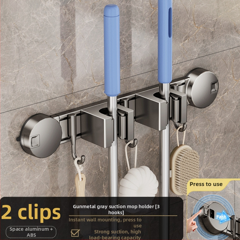 Държач за швабра от алуминиева сплав, модерен и минималистичен стил; тегло 0.6 кг; обработка: напръскване на пластмаса и инжекционно формоване