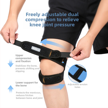 Αθλητικό προστατευτικό γόνατος — αμφίδρομη ρύθμιση, αναπνεύσιμος πολυεστέρας, απορροφητής κραδασμών για μπάσκετ και τρέξιμο