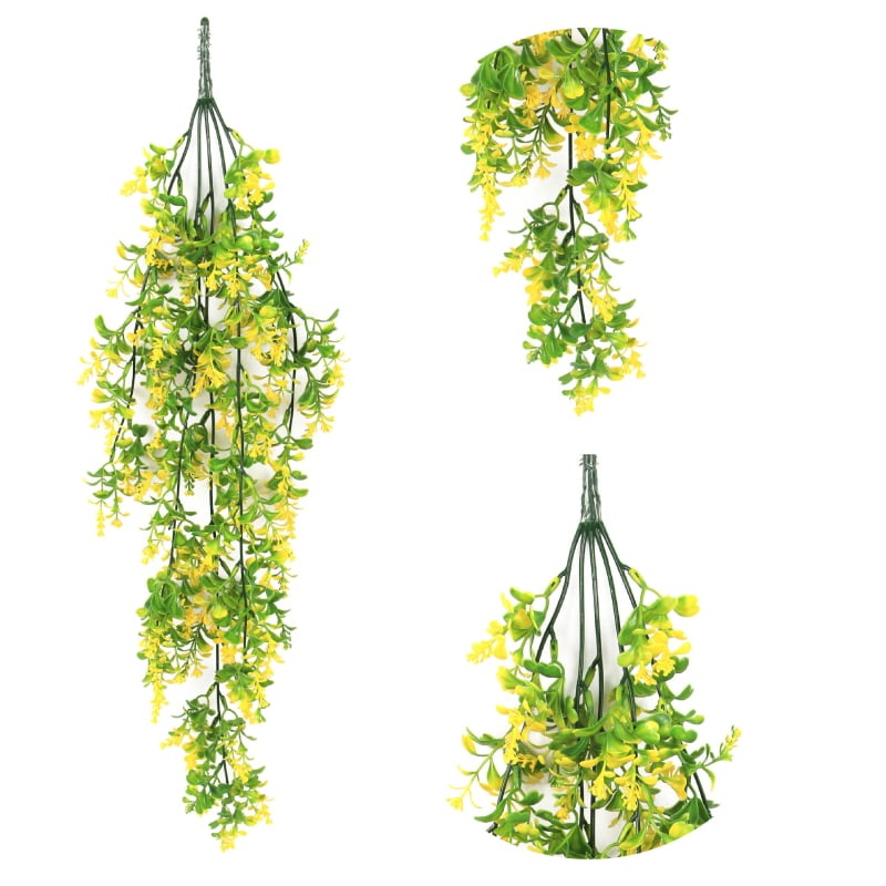 Dirbtinis rotaninis sienos pakabinamas augalas – simuliuotas augalas, plastikiniai žiedai, pusiau rankinis gaminimas