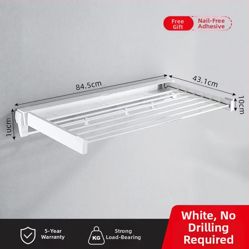 Pakabinama drabužių džiovyklė su vienu stulpeliu, gręžimo nereikalaujantis montavimas, modernus minimalistinis stilius, ABS+ aliuminio vamzdelis