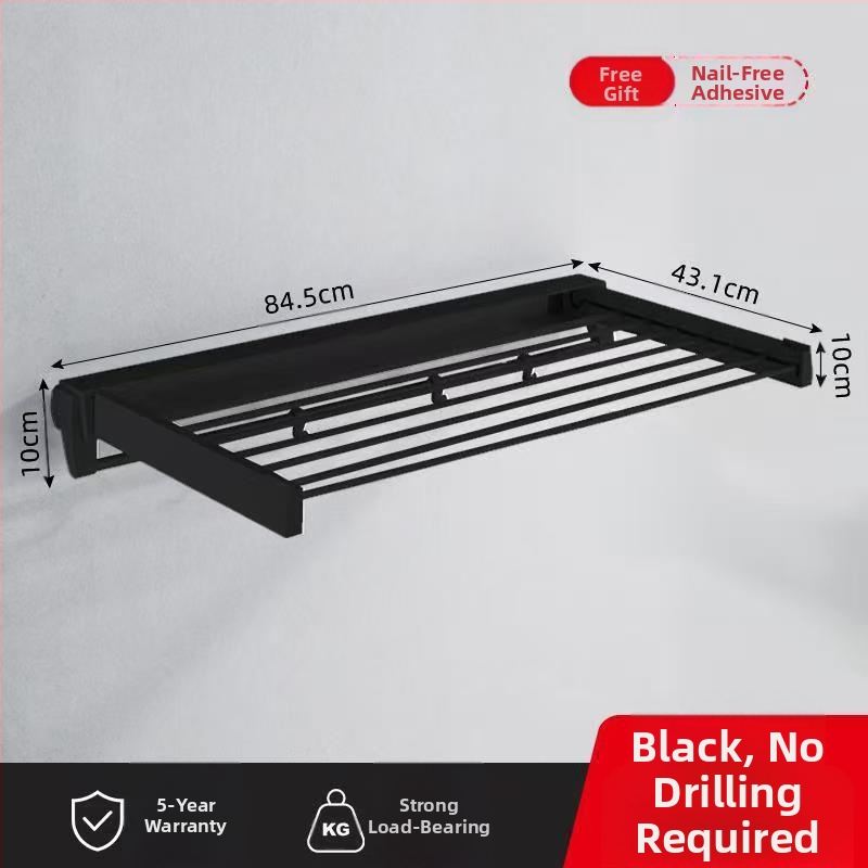 Pakabinama drabužių džiovyklė su vienu stulpeliu, gręžimo nereikalaujantis montavimas, modernus minimalistinis stilius, ABS+ aliuminio vamzdelis