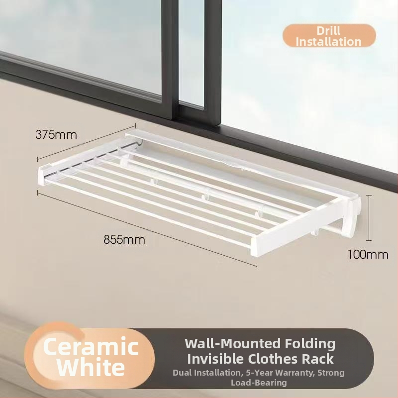 Pakabinama drabužių džiovyklė su vienu stulpeliu, gręžimo nereikalaujantis montavimas, modernus minimalistinis stilius, ABS+ aliuminio vamzdelis