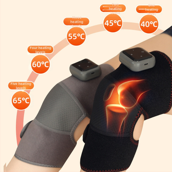 Elektrinė kelio pagalvėlė šildymui ir masažui kelių, pečių ir alkūnių sąnariams – išmanus temperatūros valdymas; galia 7W; temperatūra 40–65°C; svoris 204 g; medžiaga: nailonas/elastanas.