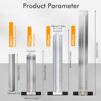 Неръждаема стоманена линейка за дърводелство: маркиране с дупки, правоъгълен ъгъл и градуировка