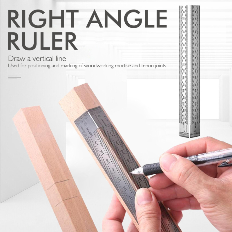 Неръждаема стоманена линейка за дърводелство: маркиране с дупки, правоъгълен ъгъл и градуировка
