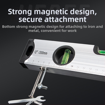 Високопрецизен магнитен нивелир с корпус от алуминиева сплав, солидна конструкция, магнитна функция и вграден нивелир.