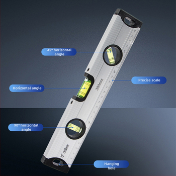 Високопрецизен магнитен нивелир с корпус от алуминиева сплав, солидна конструкция, магнитна функция и вграден нивелир.