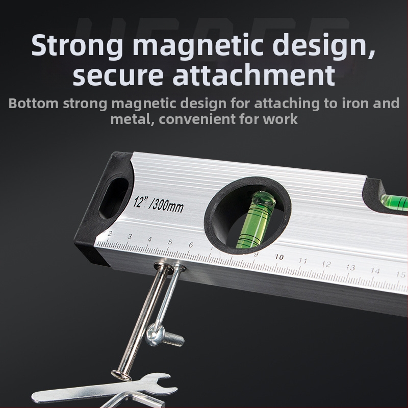 Високопрецизен магнитен нивелир с корпус от алуминиева сплав, солидна конструкция, магнитна функция и вграден нивелир.