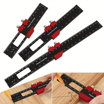 Алуминиев T-образен линејник за начертание, квадратен инструмент за подравняване, метрични и инчови единици, дървообработване