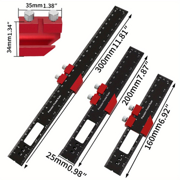 Алуминиев T-образен линејник за начертание, квадратен инструмент за подравняване, метрични и инчови единици, дървообработване