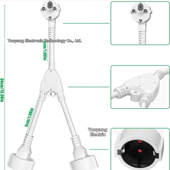 Europos standarto Y tipo 2-in-1 maitinti maitinimo plėstuvas laidas, 3 branduoliai, 1 mm², PVC apvalkalas