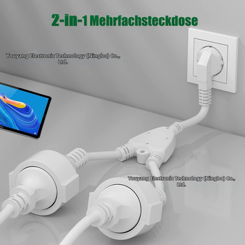 Europos standarto Y tipo 2-in-1 maitinti maitinimo plėstuvas laidas, 3 branduoliai, 1 mm², PVC apvalkalas