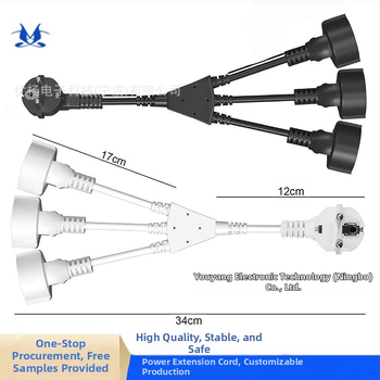Europos standarto Y tipo 2-in-1 maitinti maitinimo plėstuvas laidas, 3 branduoliai, 1 mm², PVC apvalkalas