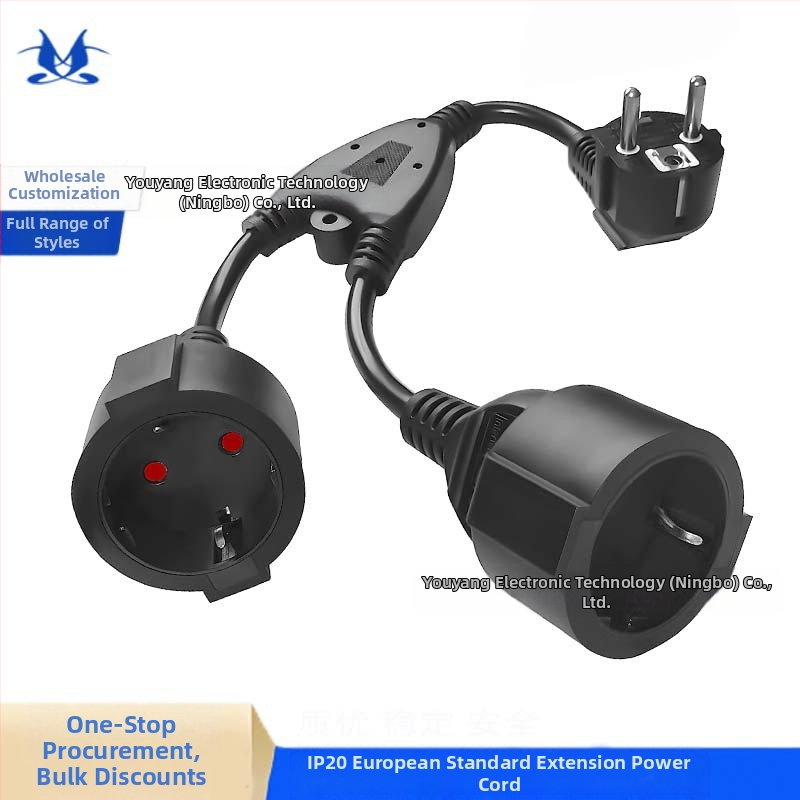 Europos standarto Y tipo 2-in-1 maitinti maitinimo plėstuvas laidas, 3 branduoliai, 1 mm², PVC apvalkalas