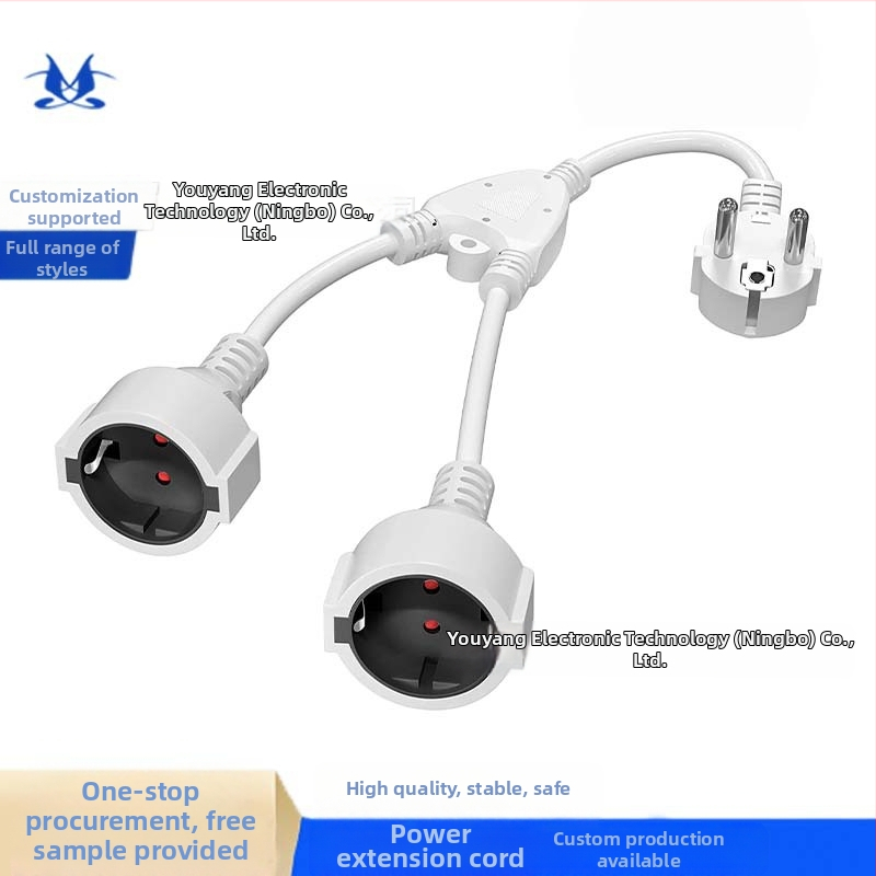 Europos standarto Y tipo 2-in-1 maitinti maitinimo plėstuvas laidas, 3 branduoliai, 1 mm², PVC apvalkalas