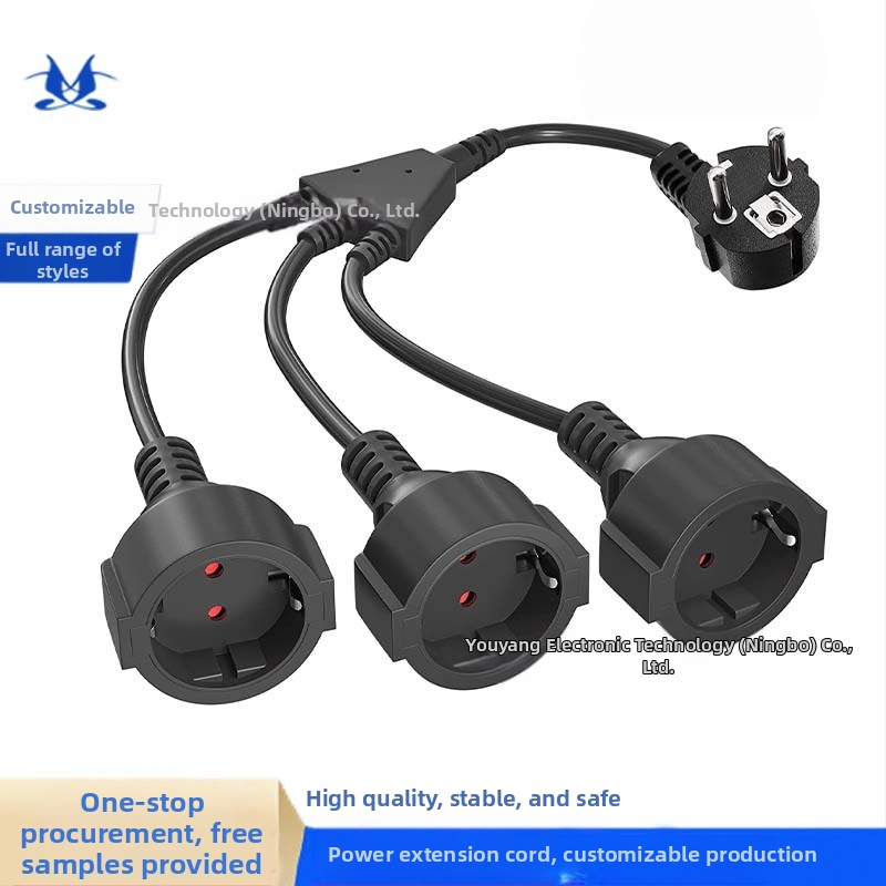 Europos standarto Y tipo 2-in-1 maitinti maitinimo plėstuvas laidas, 3 branduoliai, 1 mm², PVC apvalkalas