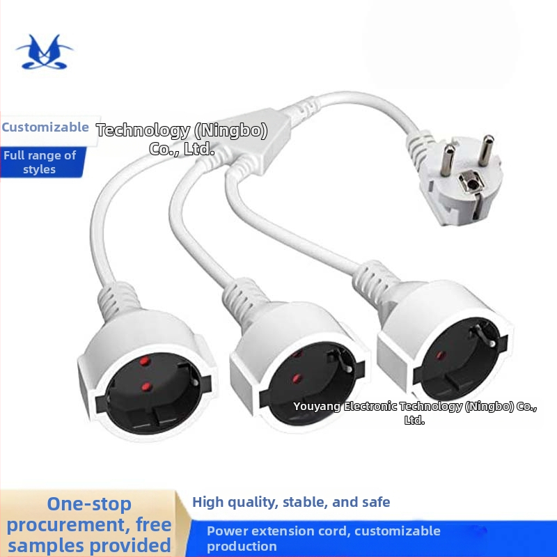 Europos standarto Y tipo 2-in-1 maitinti maitinimo plėstuvas laidas, 3 branduoliai, 1 mm², PVC apvalkalas