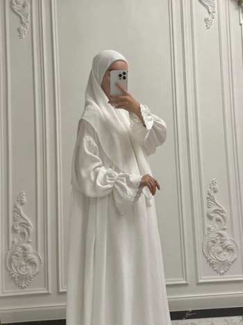 Γυναικεία φορεσιά προσευχής, μακριά μανίκια, Α-γραμμή, λαιμός-φουλάρι, ελαστική μέση, πολυεστέρας