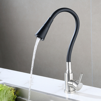 Кухненски смесител от неръждаема стомана, с керамичен диск клапан, матово шлифована повърхност, входове 1/2, 3/8 и 9/16, едноруко управление, въртящ се чучур