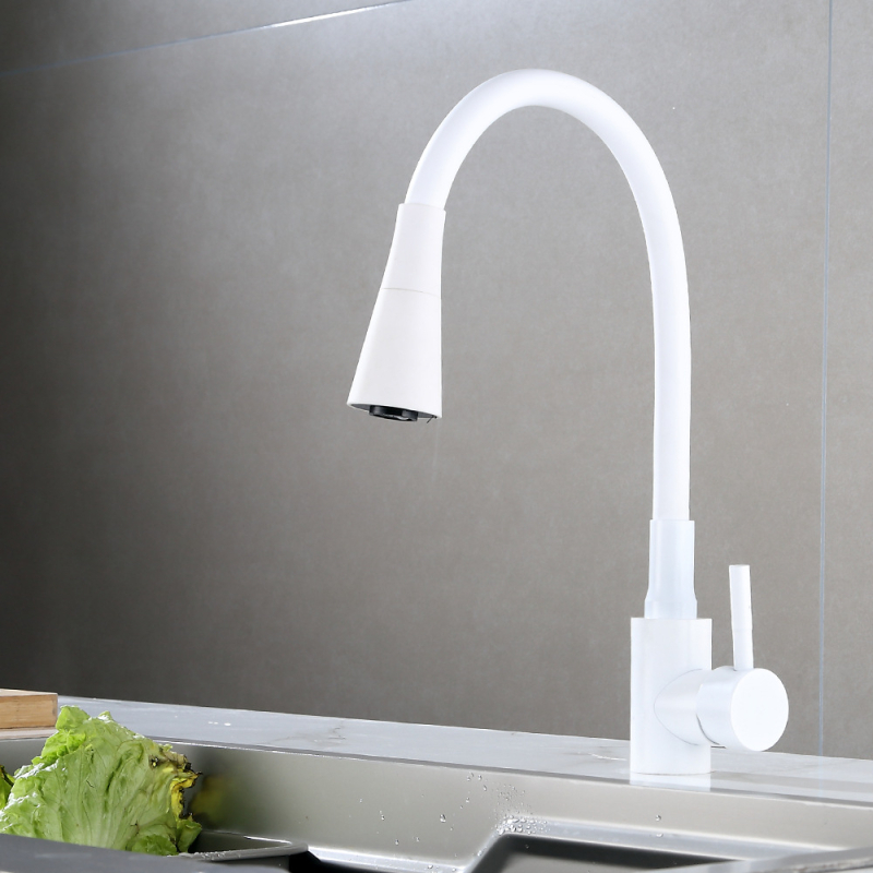 Кухненски смесител от неръждаема стомана, с керамичен диск клапан, матово шлифована повърхност, входове 1/2, 3/8 и 9/16, едноруко управление, въртящ се чучур