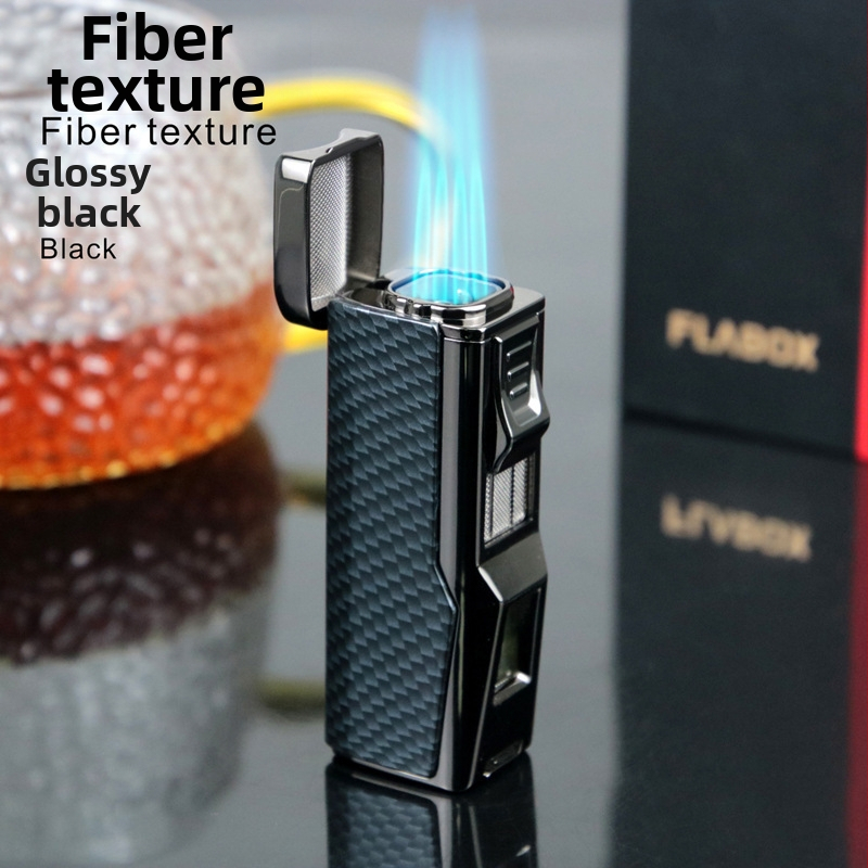 Metalinė butaninė uždegimo priemonė, vėjo atspari, su cigaro pjovikliu ir cigaro laikikliu